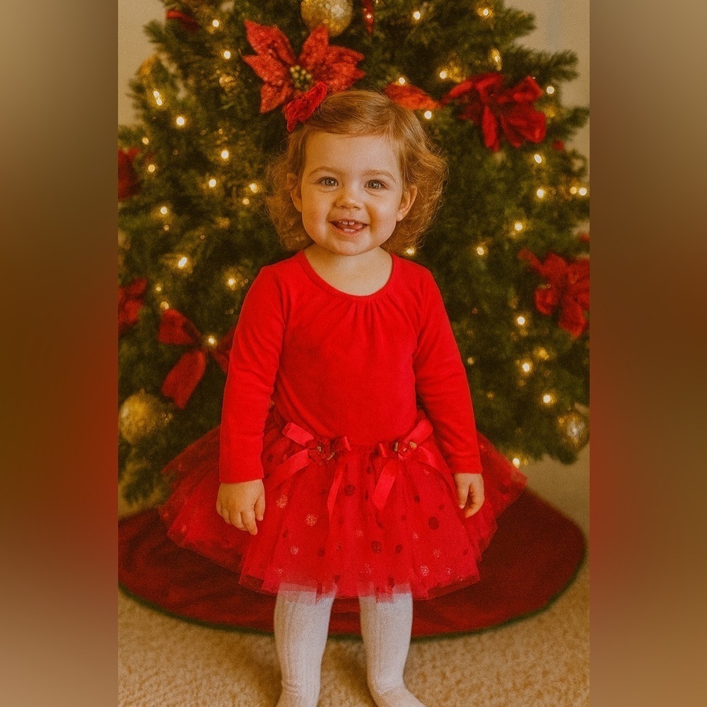 Bonnie Jean Bonnie Baby Red Velour Tutu Sparkle Holiday Dress 18 months